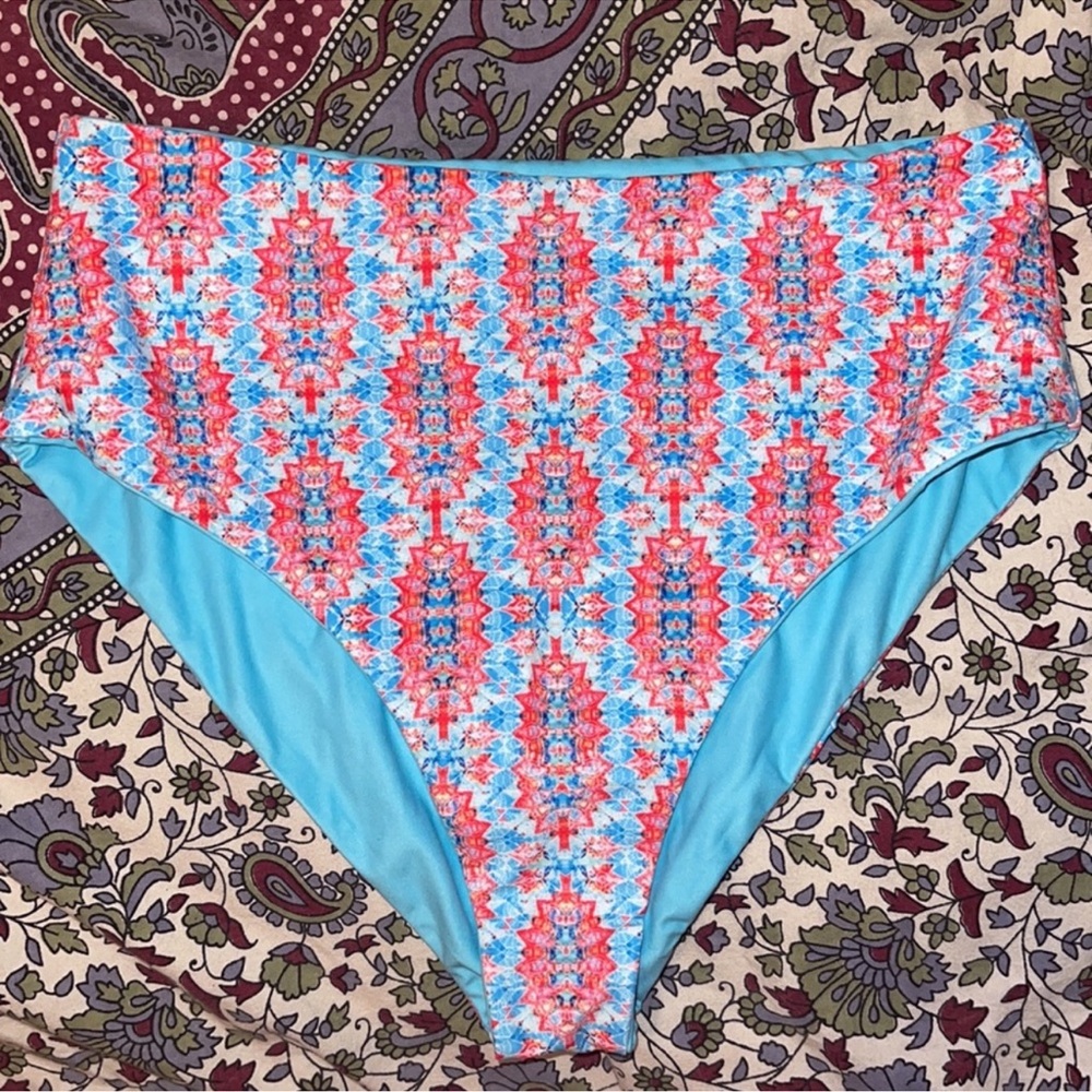Wolven Reversible High-Waisted Bikini Bottom